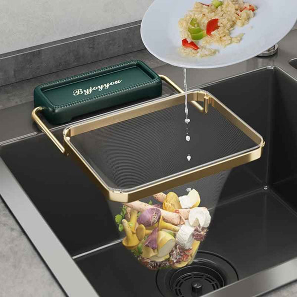 Foldable Sink Strainer Rack with Anti-Clogging Mesh Bag